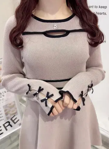 evelyn 바이컬러 니트 플레어 OP