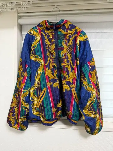 화려한 무늬 나일론 자켓 올 패턴 체인 패턴 빈티지