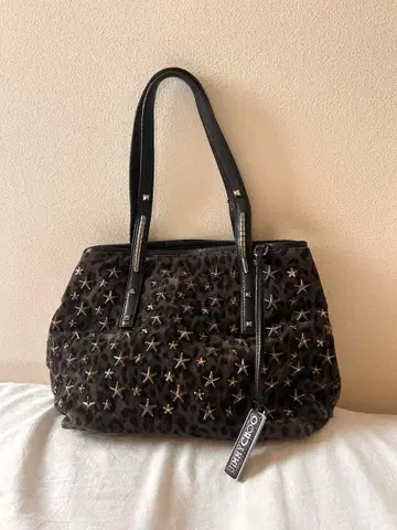 지미추 스터드 백 / 레오파드 무늬 스웨이드