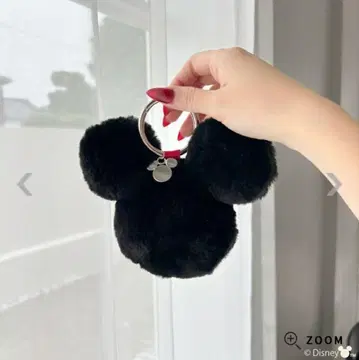 MIIA 미키 퍼 모티브 백 참 키링 블랙