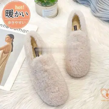 [ 컨디션 최상 ] 퍼 펌프스 속기모 모카신 25.5 화이트 미사용급