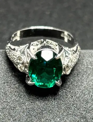 에메랄드 실버 반지 레트로 7호 사이즈