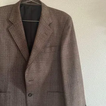 브라운 체크 무늬 테일러드 자켓