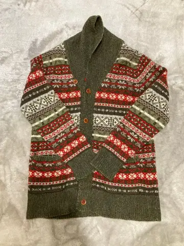 페어아일 패턴 니트 가디건 아바하우스