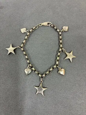 별과 하트 참 실버 팔찌