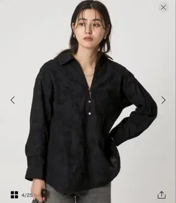 유나이티드 애로우즈 그린 라벨 릴랙싱 자카드 스키퍼 블라우스