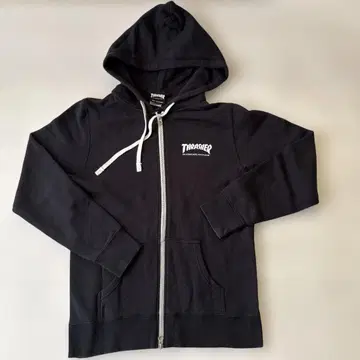 THRASHER 더블 지퍼 후드티 블랙