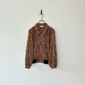 일본제 빈티지 페이즐리 셔츠 자켓 블루종 올 패턴 펄 레트로