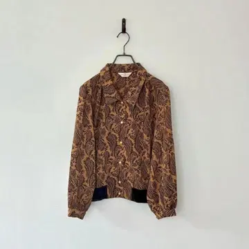 일본제 빈티지 페이즐리 셔츠 자켓 블루종 올 패턴 펄 레트로