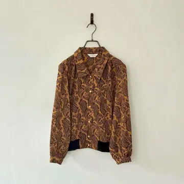 일본제 빈티지 페이즐리 셔츠 자켓 블루종 올 패턴 펄 레트로