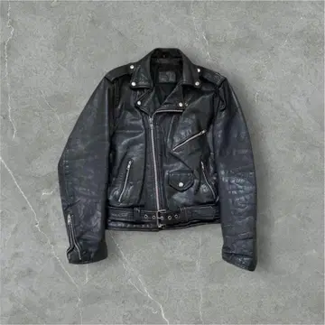 80s 더블 라이더 가죽 자켓 빈티지 블랙 블랙 천연 가죽
