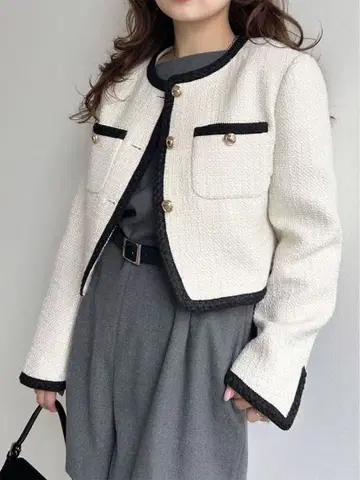 릴리 브라운 트위드 숏 자켓