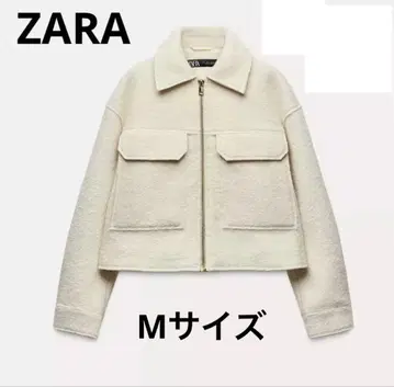 자라 부클레 크롭 자켓 아우터 M 화이트 코트 숏 기장