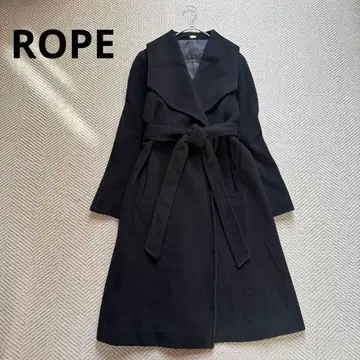 새상품급 ROPE 울 캐시미어 벨티드 코트 여배우 옷깃 롱 코트 블랙 M