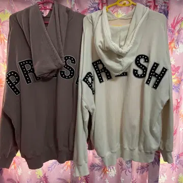 제이다 스터드 장식 후드티