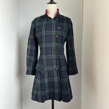 20471120 비대칭 블랙워치 코트 빈티지