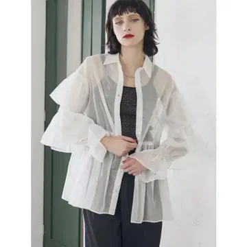 Jouete 시어 티어드 프릴 셔츠