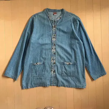 USED 구제 의류 차이나 데님 자켓 데님 셔츠 Blue 노카라