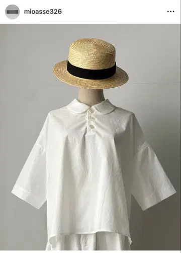 [ 새상품급 ] mioasse 미오아세 둥근 카라 반팔 블라우스