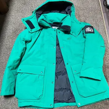 CAMP7 후드 부착 그린 다운 자켓