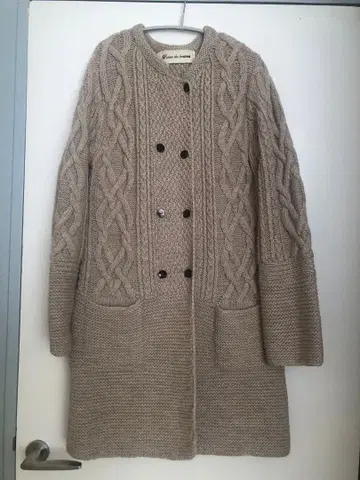 포르트 드 부통 울 알파카 니트 코트