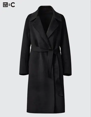 유니클로 C 더블 페이스 랩 코트 S 블랙 벨트 없음