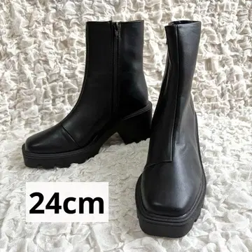 by 키다리 아저씨 통굽 숏부츠 사이드 지퍼 스트레치 블랙