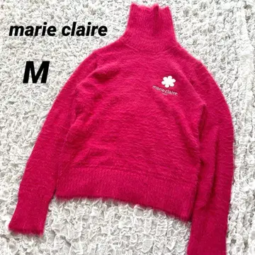 마리끌레르 샤기 니트 터틀넥 핑크 M 골프