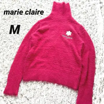 새상품급 marie claire 샤기 니트 긴팔 터틀넥 M 골프