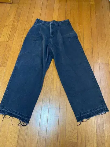 다크 블루 와이드 레그 데님 팬츠 XL