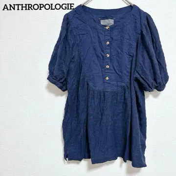 ANTHROPOLOGIE 앤트로폴로지 네이비 반팔 셔츠 티셔츠 [ S ]