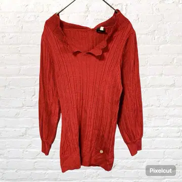 12239 rosebullet 로즈 울 혼방 프릴 니트 빨간색 M