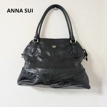 내추럴 무드 안나수이 숄더백 가죽 블랙 나비