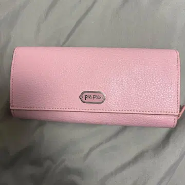 핑크 가죽 장지갑 로고 포함