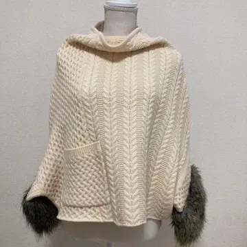 아다와스 니트 판초 케이블 니트 퍼