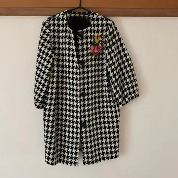 로이스 크레용 하운드 투스 패턴 롱 코트