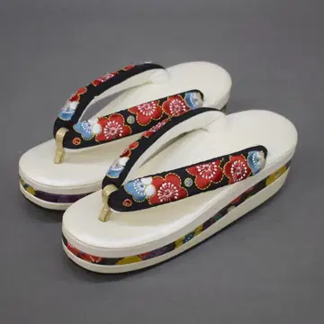 M08-7 후리소데용 통굽 조리 화이트/아이보리 블랙 매실 자수