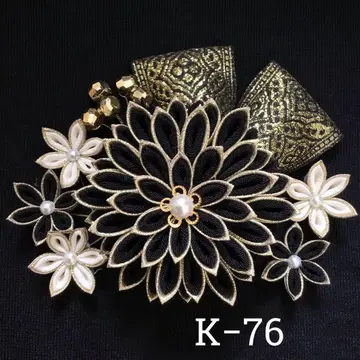 츠마미세이 머리 장식 성인식 졸업식 사전 촬영 블랙 골드