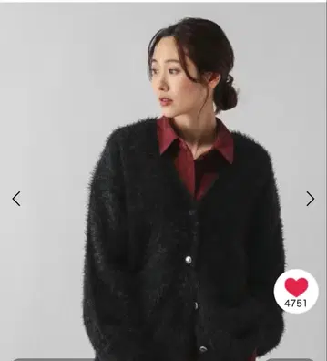 미사용 새상품 GLOBAL WORK * 샤기 V넥 가디건 블랙