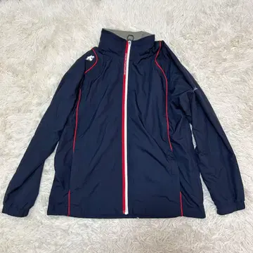 데상트 풀 집업 바람막이 후드티 수납 네이비