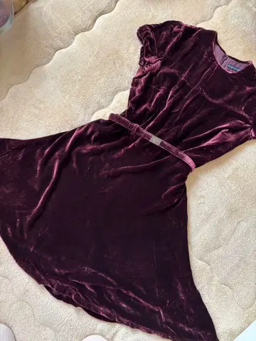 랄프 로렌 와인 레드 벨벳 원피스