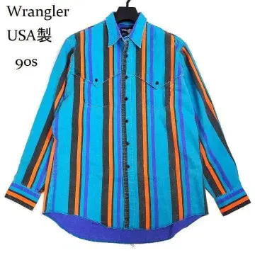 Wrangler 90s USA 스트라이프 웨스턴 셔츠 빈티지