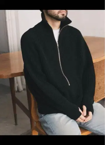 L'echoppe 별주 하프 집 피셔맨 니트