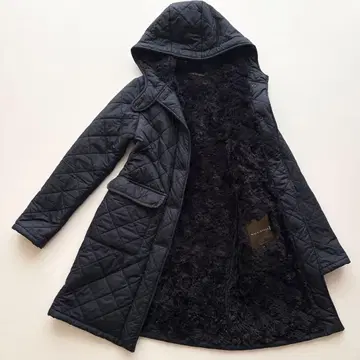 새상품급 MACKINTOSH 보아 안감 퀼팅 후디드 코트 블랙