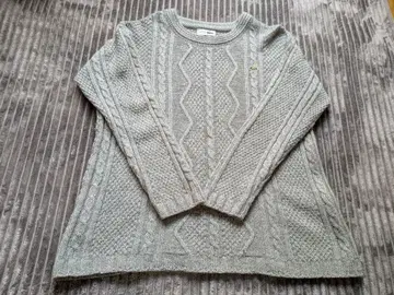 Lacoste 케이블 짜임 니트 스웨터 그레이 레트로