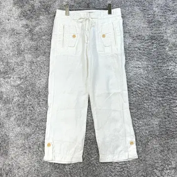 헨리코튼 [ 38 ] 화이트 린넨 팬츠 드로 코드 포켓 봄/여름