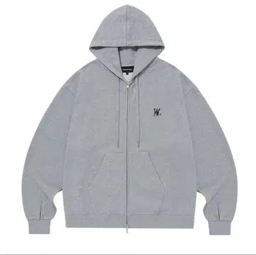 WOOALONG 지퍼 후드티 그레이