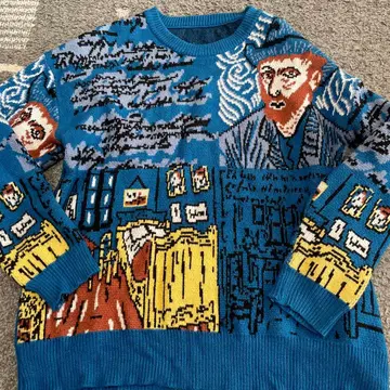 고흐 디자인 올 패턴 니트 스웨터 사이즈 L