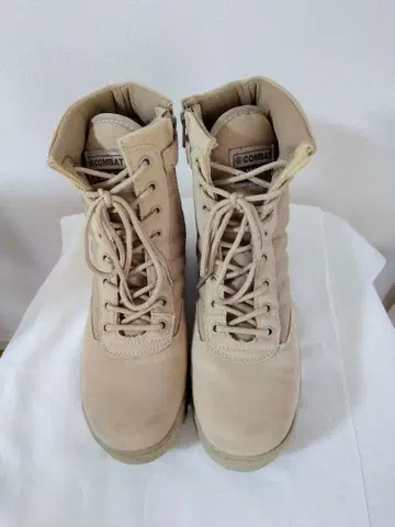 베이지 스웨이드 워크 부츠 지퍼 포함