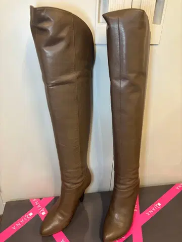 브라운 가죽 오버니 부츠